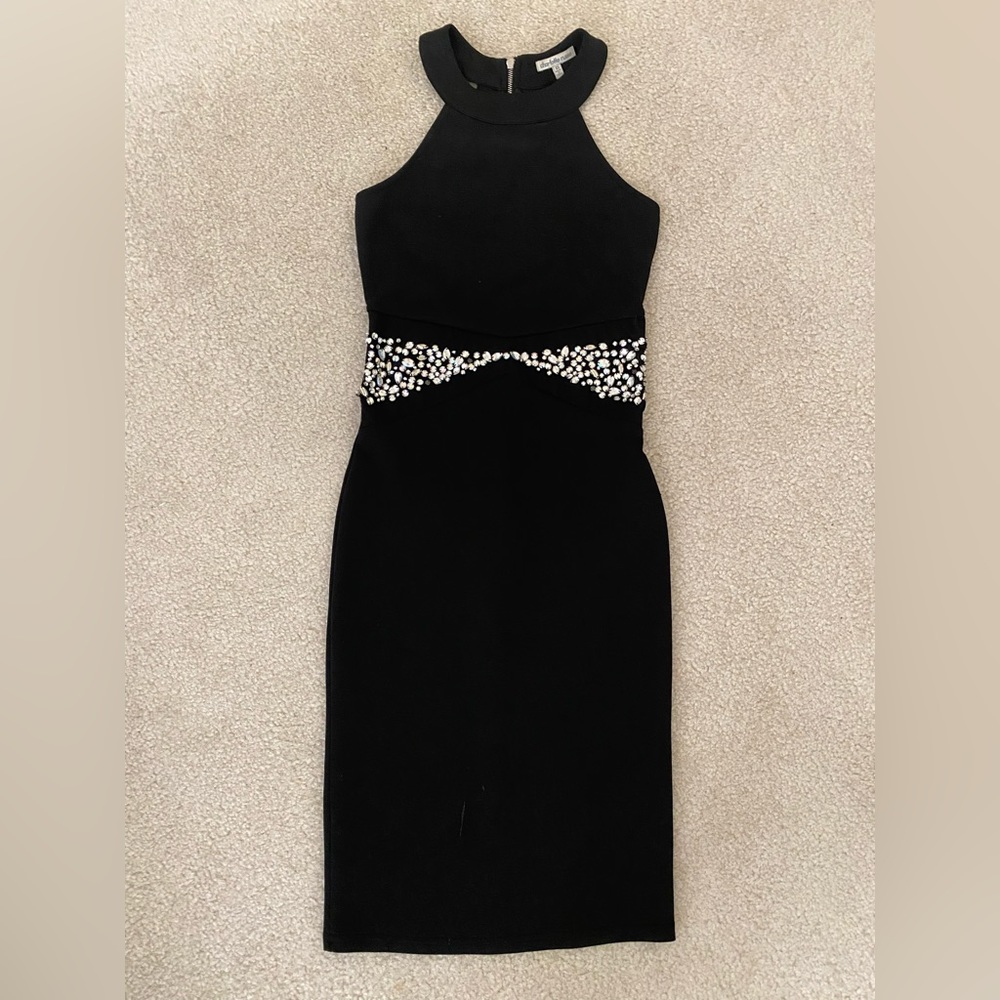 High neck black dress